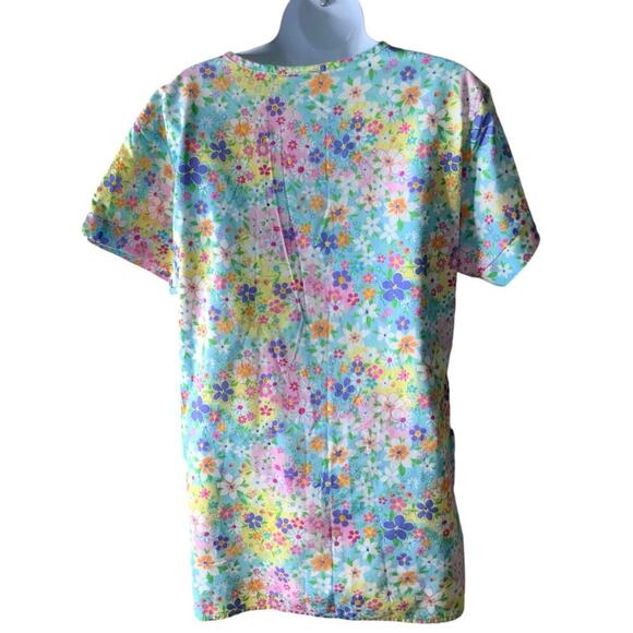 Crest Cotton Uniform Tops Womens S Floral AOP Bohemian Casual Summer Workwear - Picture 4 of 9